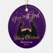 Nativity Manger Glory To God Purple セラミックオーナメント (左)