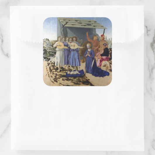 NATIVITY OF JESUS, ANGELS by PIERO DELLA FRANCESCA スクエアシール (バッグ)