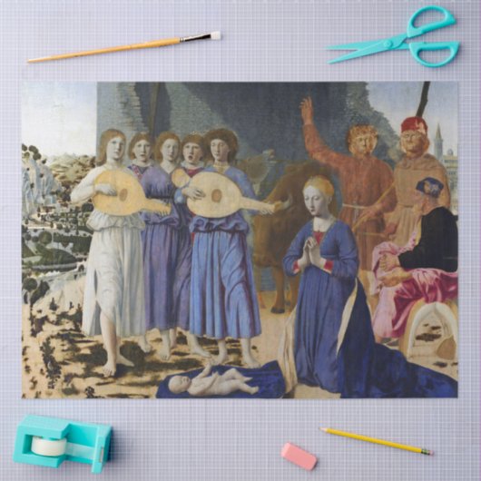 NATIVITY OF JESUS, ANGELS by PIERO DELLA FRANCESCA 薄葉紙 (クラフト)