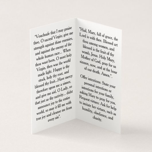 Nativity of the Blessed Virgin Mary Prayer Card (内部)