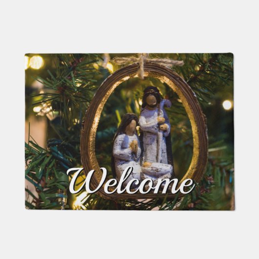 Nativity Ornament Welcome Doormat ドアマット (正面)