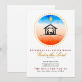 Nativity Patriotic American Christmas Psalm 33:12 シーズンカード (正面/裏面)