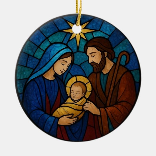 Nativity Scene Baby Jesus Manger Christmas セラミックオーナメント (正面)