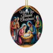 Nativity Scene Christmas Greeting セラミックオーナメント (右)