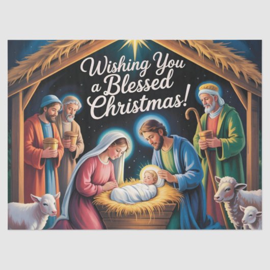 Nativity Scene Christmas Greeting 薄葉紙 (正面)