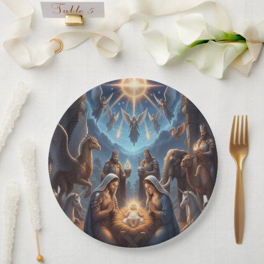 Nativity Scene Christmas Plate – Holy Night Décor ペーパープレート (ウェディング)