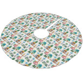 Nativity Scene Ecru Hand drawn Christmas ブラッシュドポリエステルツリースカート (アングル)