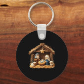 Nativity Scene Faux Yarn Crochet Jesus Christmas R キーホルダー (正面)