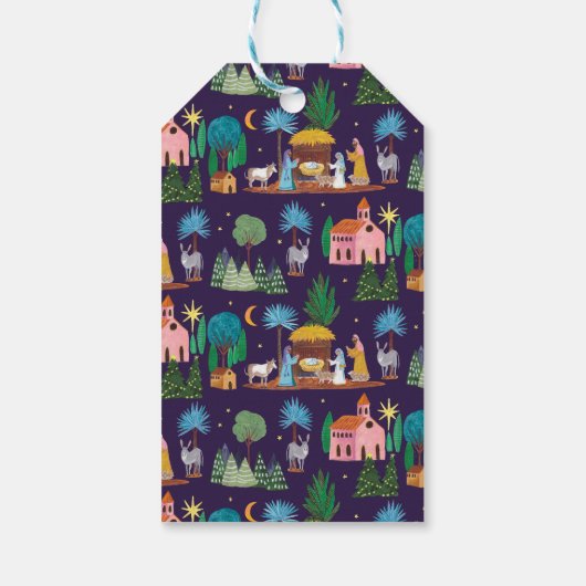 Nativity Scene Hand drawn Christmas ギフトタグ (裏面)