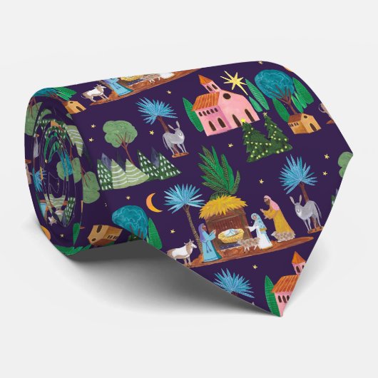 Nativity Scene Hand drawn Christmas ネクタイ (ロール)