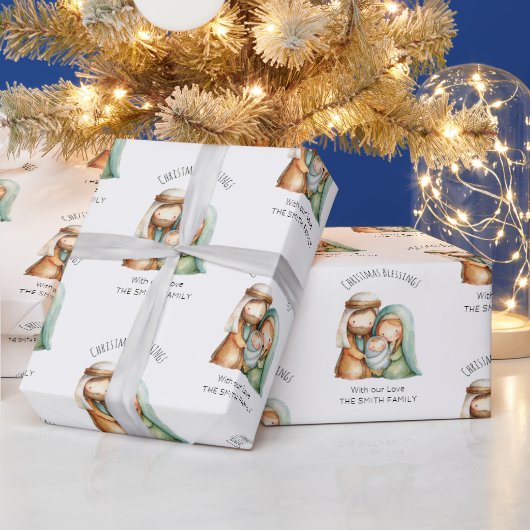 Nativity Scene Holiday Gift Wrap Christmas Paper ラッピングペーパー (クリスマス)