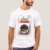 Nativity Scene in Christmas Snow Globe Tシャツ (正面)