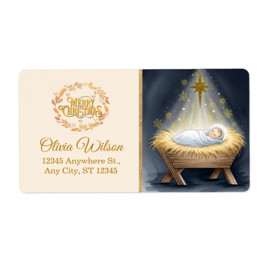 Nativity Scene "Merry Christmas" ラベル (正面)