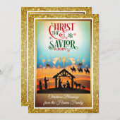 Nativity Scene "Merry Christmas & Happy New Year" シーズンカード (正面/裏面)