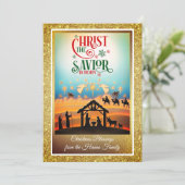 Nativity Scene "Merry Christmas & Happy New Year" シーズンカード (スタンド正面)