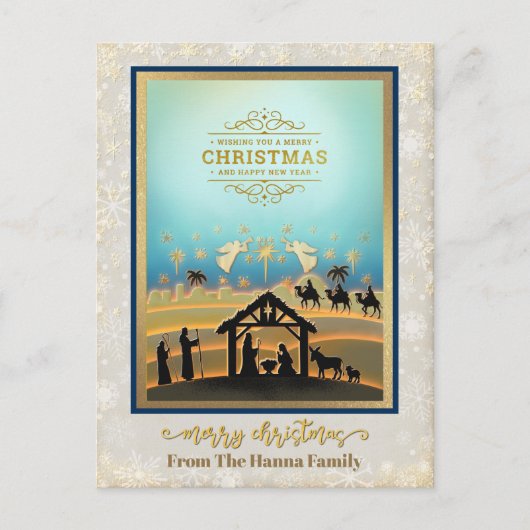 Nativity Scene "Merry Christmas & Happy New Year" シーズンポストカード (正面)