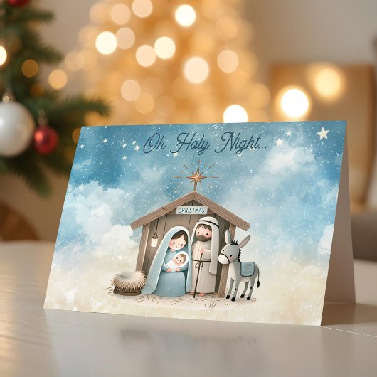 Nativity Scene Oh Holy Night Christmas Card シーズンカード