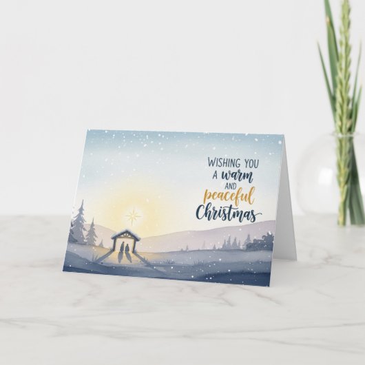 Nativity Scene Warm and Peaceful Christmas Art シーズンカード (正面)