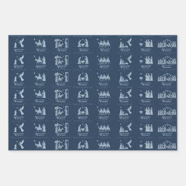 Nativity Scene Wrapping Paper Flat Sheet Set of 3 ラッピングペーパーシート