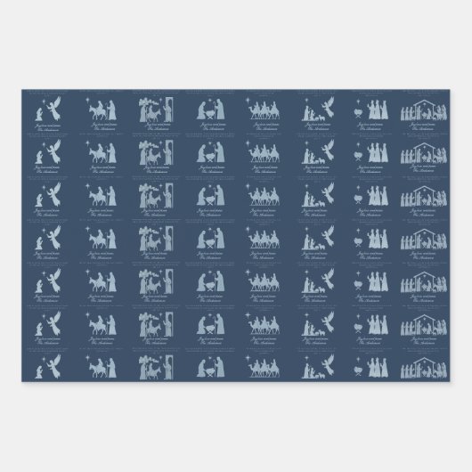 Nativity Scene Wrapping Paper Flat Sheet Set of 3 ラッピングペーパーシート (正面)