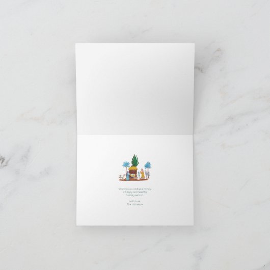 Nativity Scenen 2 Photos Christmas Greeting Card 招待状 (内部)