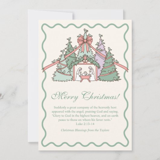 Nativity & Scripture Christian Merry Christmas シーズンカード (正面)