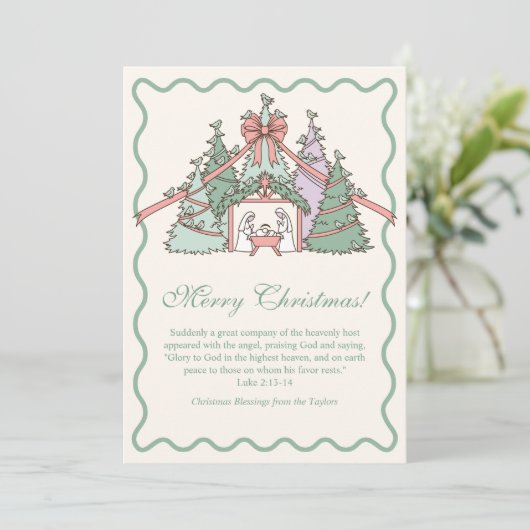 Nativity & Scripture Christian Merry Christmas シーズンカード (スタンド正面)