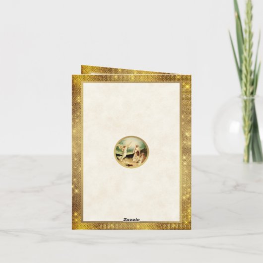 Nativity Shepherds & Angels Golden Christmas 招待状 (裏面)