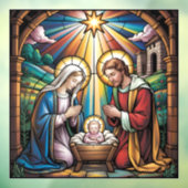 Nativity Stained Glass Art – Holy Family Christmas ウィンドウサイン (シート3)