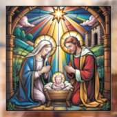 Nativity Stained Glass Art – Holy Family Christmas ウィンドウサイン (シート2)
