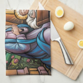 Nativity Stained Glass Art – Holy Family Christmas キッチンタオル (四つ折り)