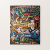 Nativity Stained Glass Art – Holy Family Christmas ジグソーパズル (縦)