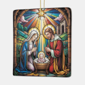 Nativity Stained Glass Art – Holy Family Christmas セラミックオーナメント (左)