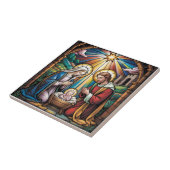 Nativity Stained Glass Art – Holy Family Christmas タイル (側面)