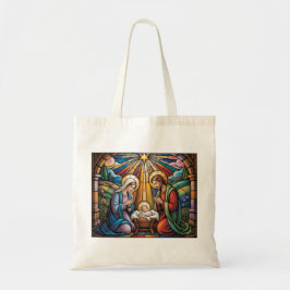 Nativity Stained Glass Art – Holy Family Christmas トートバッグ