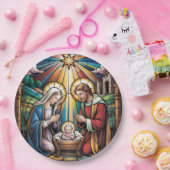 Nativity Stained Glass Art – Holy Family Christmas ペーパープレート (パーティー)