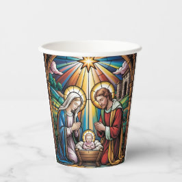Nativity Stained Glass Art – Holy Family Christmas 紙コップ