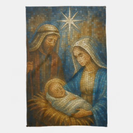 Nativity Stained Glass Mosaic | Holy Family  キッチンタオル