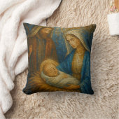 Nativity Stained Glass Mosaic | Holy Family  クッション (ブランケット)