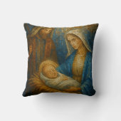 Nativity Stained Glass Mosaic | Holy Family  クッション (裏面)