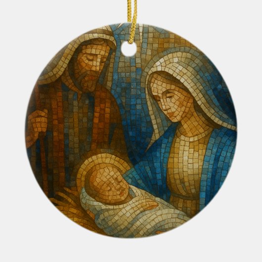 Nativity Stained Glass Mosaic | Holy Family セラミックオーナメント (正面)
