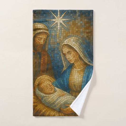 Nativity Stained Glass Mosaic | Holy Family  バスタオルセット (ハンドタオル)