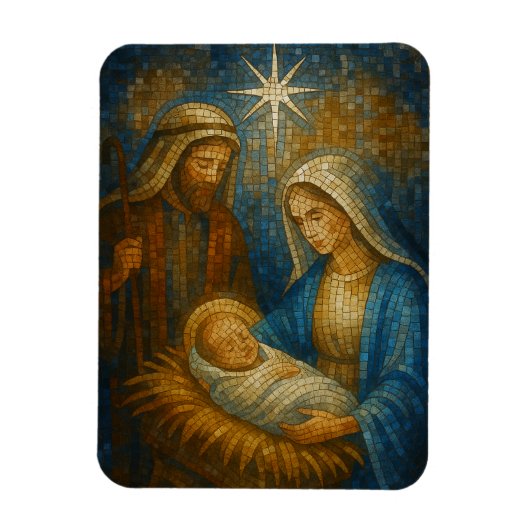 Nativity Stained Glass Mosaic | Holy Family  マグネット (縦)