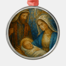 Nativity Stained Glass Mosaic | Holy Family  メタルオーナメント