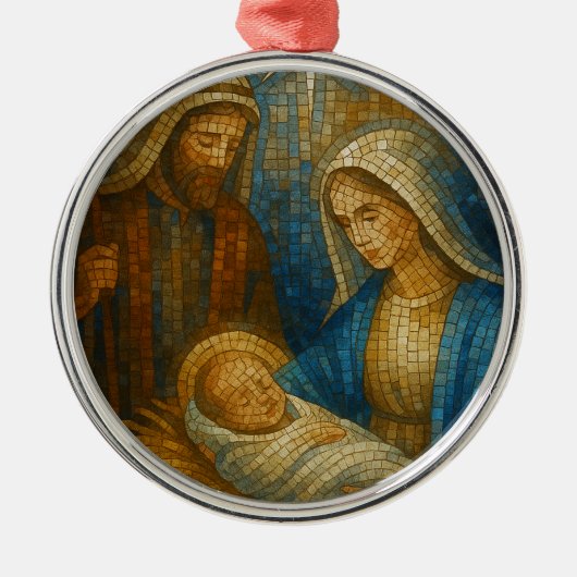 Nativity Stained Glass Mosaic | Holy Family  メタルオーナメント (正面)