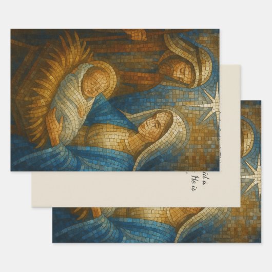 Nativity Stained Glass Mosaic | Holy Family ラッピングペーパーシート (セット)