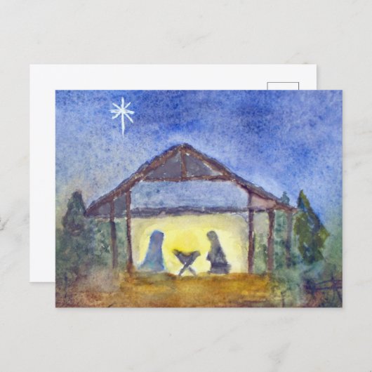 Nativity watercolor ポストカード (正面/裏面)