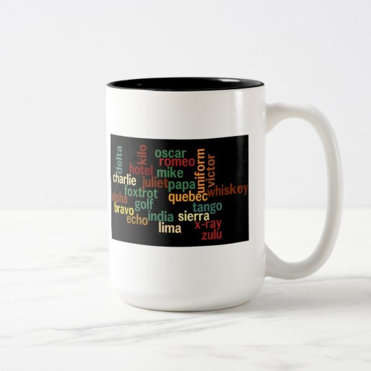 Natoフォネティックコード 暗い背景 ツートーンマグカップ Zazzle Co Jp