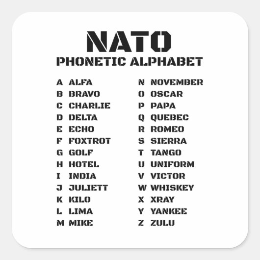 NATOふりがなアルファベット スクエアシール (正面)