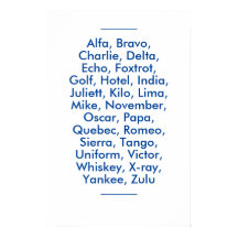 "NATO"発音文字、アルファからズル